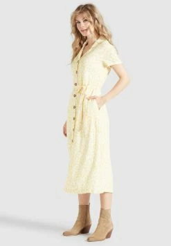 Khujo GOYA - Blusenkleid - Gelb-weiß Geblümt -Khujo Verkäufe 518b2fd2f5594856a8982c106e6e3188