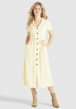 Khujo GOYA - Blusenkleid - Gelb-weiß Geblümt -Khujo Verkäufe dcfbbc09db004c668b516b267ef66242